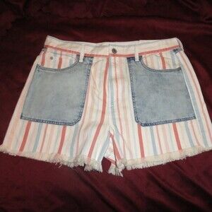 Retro Mom Shorts Stripes & Fade  Sz 12 High Rise NEW